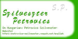 szilveszter petrovics business card